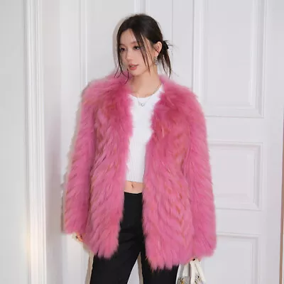 Womens Warm Raccoon Fur Coats Mid Length Jackets Luxury Real Fur Overcoat Parka • $349.07