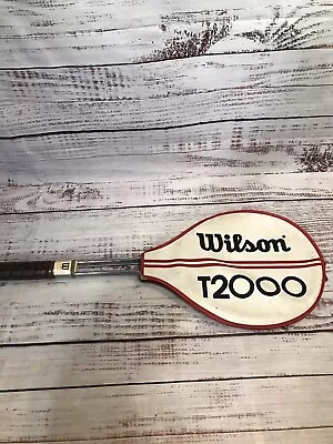 Vintage Wilson T2000 STEEL RACQUET 4 3/8 USA Made Original Cover Tennis • $33.99