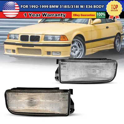 Fog Lights For 1992-1999 BMW E36/M3 3 Series Clear Glass Lens Lamp W/Bulbs Pair  • $37.99