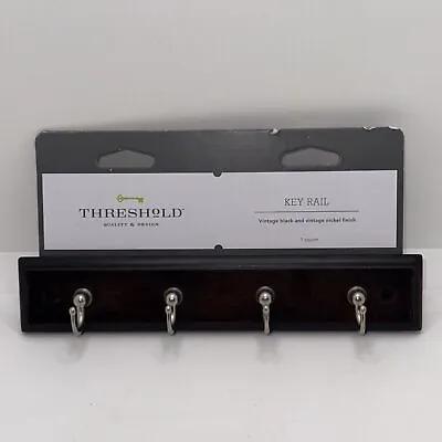 Brand New Threshold 4 Key Hook Key Rail 8 3/4  Vintage Black And Nickel Finish • $12.30