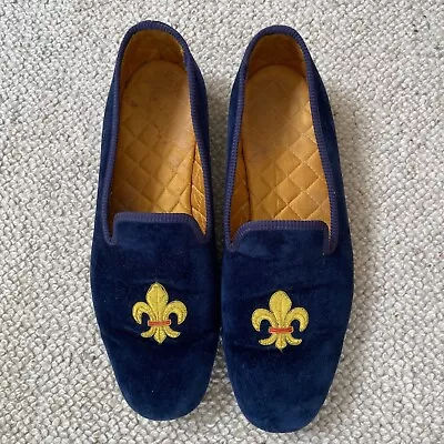 Men’s Velvet Fleur De Lis Slippers Size 10.5 • £110