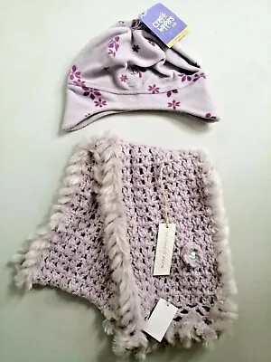 John Rocha Purple Crochet Faux Fur Scarf + Craghoppers Fleece Beanie Hat New • £8