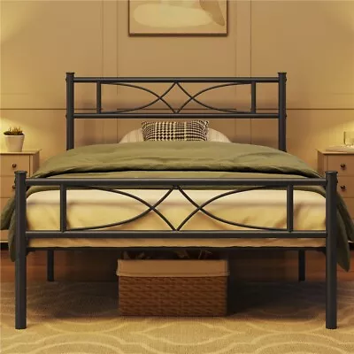 Twin/Full/Queen/King Metal Bed Frame W/High Headboard Footboard Black/White/Gold • $64.99