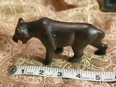 Vintage Wood Black Panther Tiger Puma Cat Wild Animal Figurine Statue  • $10