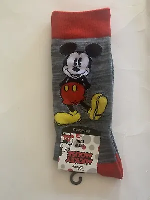 NEW Disney World 1 Pair MICKEY MOUSE Adult Crew Tube Socks Men Women  NWT • $5