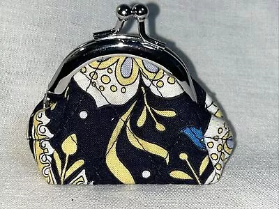 RARE ADORABLE Vera Bradley “ELLIE BLUE “DOUBLE KISSLOCK Framed Coin Change Purse • $29.99