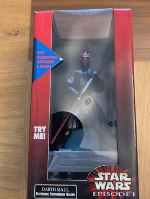 STAR WARS DARTH MAUL ELECTRONIC TOOTHBRUSH HOLDER Light Up Sabre With Sound NeW • £17.50