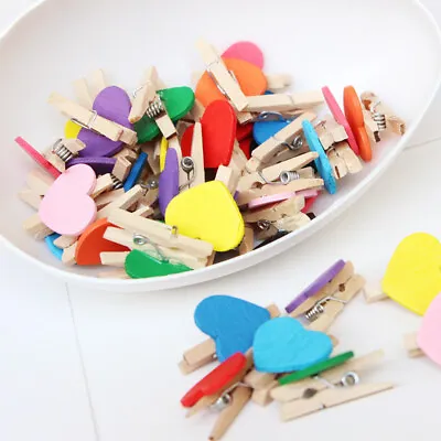 50pcs Mini Wooden Pegs 20mm Wedding Small Craft Clip Clips For Card And Photos • £4.61