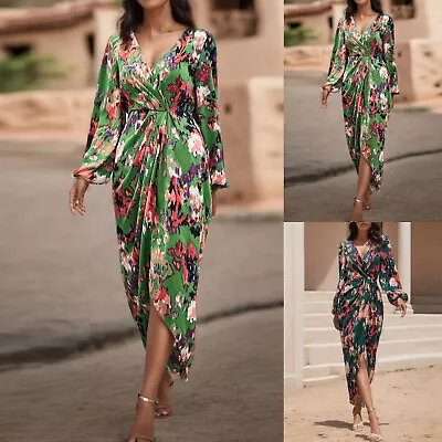 Oversized Dress For Women Womens Print Dress V Neck French Vintage Irregular • $46.04