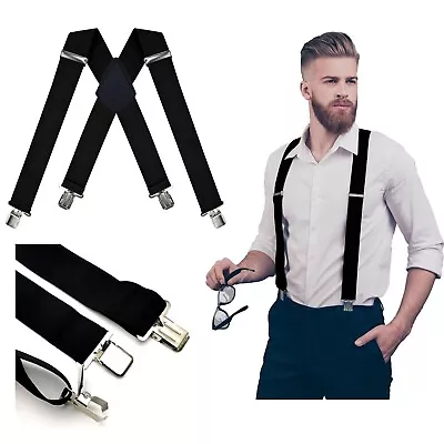 X Back Men's Suspenders Unisex Adjustable  2  Wide For Costume Tuxedo Dress • $13.75