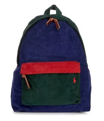 Polo Ralph Lauren Color Block Red Green Blue Corduroy Backpack W Pony NWT $148 • $63.71