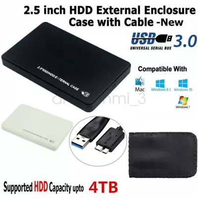 2.5″ Inch HDD / SSD External USB 3.0 To SATA Hard Drive Enclosure Caddy Case UK • £3.99