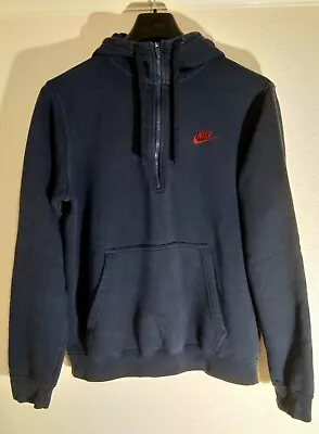 Nike Club Half Zip Men's Hoodie Fleece Pullover Medium Blue Swoosh Free Postage! • £13.95