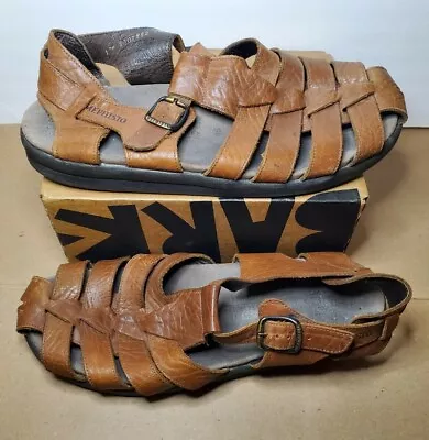 Mephisto Trampoline Brown Leather Fisherman Sandals 4x Shock Men's Size 12 • $67.99