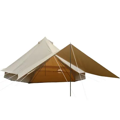 Cotton Canvas Glamping Bell Tent 5M 6M 7M Waterproof Camping Tent Yurts Awning • £160.99