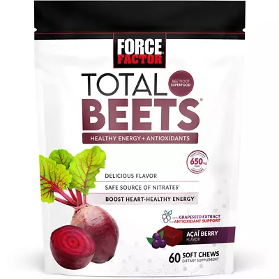 $25 • Buy Force Factor Total Beets Soft Chews With Beetroot Supplement, 60 Chews