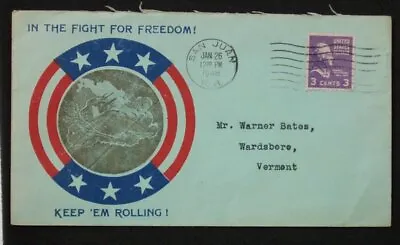 1946 WW1 Tank Keep 'Em Rolling Wardsboro VT San Juan PR Cover Puerto Rico • $7.94