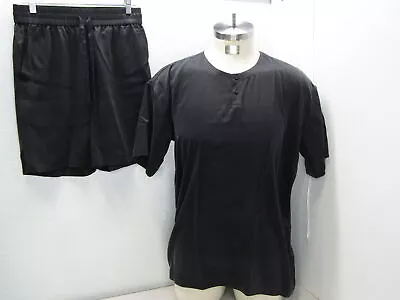 Lunya Mens Pajama Set Black Size Medium Washable Silk Short Set • $34.99
