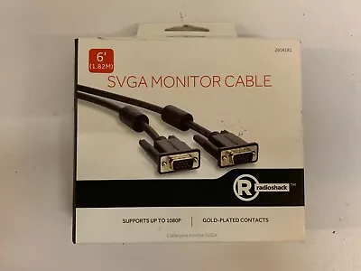 6' Foot VGA To VGA SVGA Male MONITOR CABLE PC MAC TV Black NEW EMI Filtered 6FT • $9.99