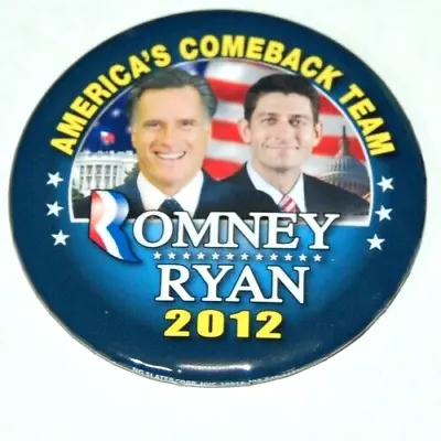 2012 MITT ROMNEY PAUL RYAN 3  Campaign Pin Pinback Button Political President • $5.65
