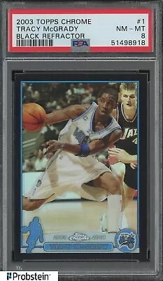 2003-04 Topps Chrome Black Refractor #1 Tracy McGrady Orlando Magic /500 PSA 8 • $18