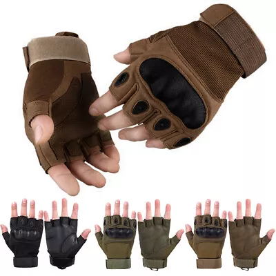 Tactical Work Gloves Knuckle Protection Utility Mechanic Truck Driver Fingerless • £12.99