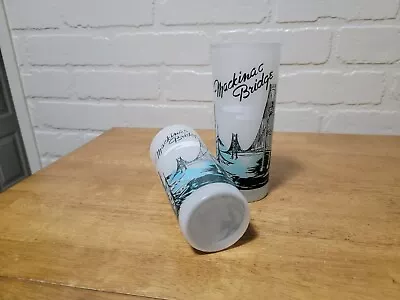 Vintage Pair Of Michigan Souvenir Glasses / Tumbler  Mackinac Bridge • $15.99