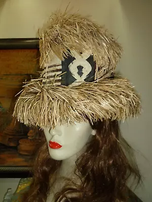 $125 • Buy Vintage Novelty Straw Hat Hawaiian Party Tiki Grass Happy Cappers Classic & Fun