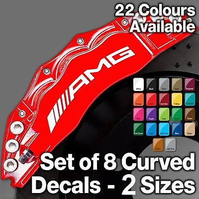 AMG BRAKE CALIPER DECAL HIGH TEMP (12.5cm & 7cm) Curved Sticker Set 8x • $15.99