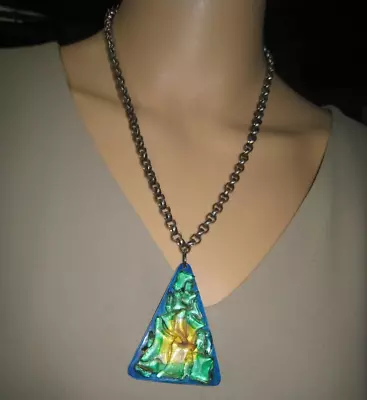 2 1/2 Inch Large Rainbow Triangle Thick Chain Necklace • $11