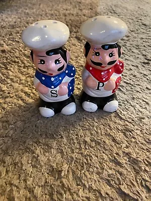 Vintage Hand Painted Novelty Chef Salt And Pepper Shakers Chef Kitchen Decor • $9