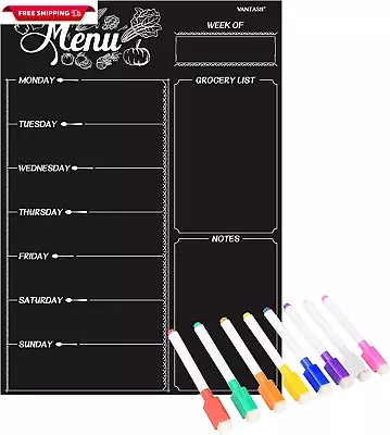 Magnetic Refrigerator ChalkboardWeekly Menu Meal Planner Grocery Shopping Lis • $24.71