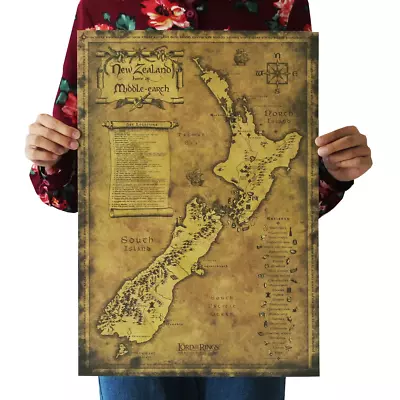 Ancient New Zealand Vintage World Maps Retro Kraft Paper Home Decor 51x35cm • $0.99