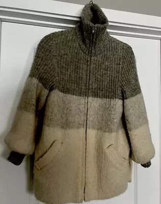 Nordic Hilda Coat Women’s Small Gray Fair Isle Wool Iceland Hudson Bay Vibe VTG • $62.30