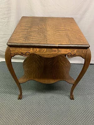 Antique Large Quartered Oak Lamp Side End Table Claw Feet • $475