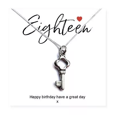 18th Birthday Key Necklace & Message Card • £19.99