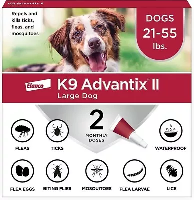 K9 Advantix II Flea&Tick Prevention For Large Dogs 21-55 Lbs 2 Doses #0716 • $30