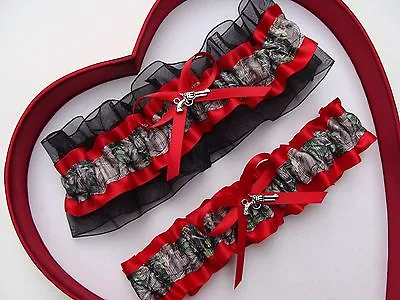 NEW Mossy Oak Camouflage Camo Red Black Wedding Garter Prom Gun Hunting Hunter • $13.46