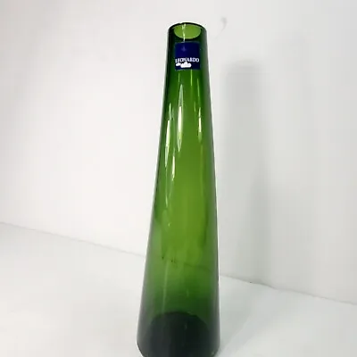 Vintage German Leonardo Green Abstract Art Glass Vase Mid-Century Hand Blown 10  • $25