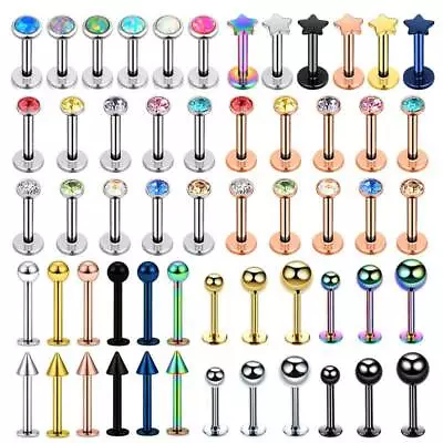 50pcs 5/16  16g Crystal Gem Ball Labret Monroe Stud Lip Ring Tragus Ear Piercing • $8.99