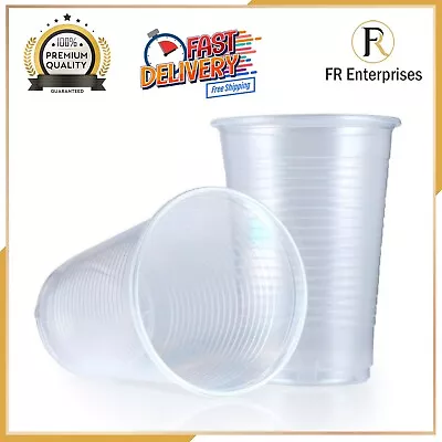 Disposable Plastic Water Cups Clear White 7oz Drinking Water Vending Cups  SALE  • £5.49