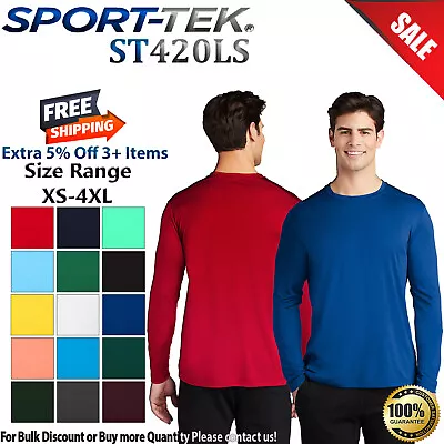 Sport-Tek ST420LS Mens Long Sleeve Dri-Fit Posi UV Protection Crew Neck T-Shirt • $14.69