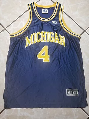  Starter CHRIS WEBBER Michigan Wolverines Basketball Blue Jersey Mens XL 52 • $38.95