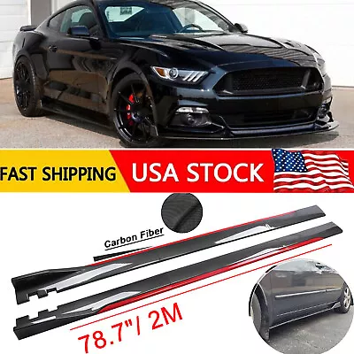 Carbon Fiber Look Side Skirt Extension Spoiler Splitter For Mustang 2016+ • $69.99