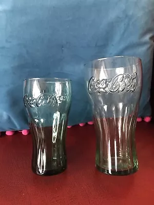 Set Of 2 Green Coca Cola Coke Classic Glass Pub Shed Garden Bar Mancave .. • £12.50