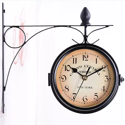 £12.94 • Buy Outdoor Garden Paddington Station Wall Clock Double Sided Outside Bracket Round