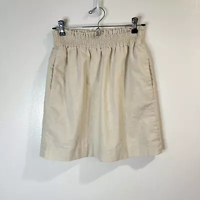 J. Crew Linen Pencil Skirt Size 0 / XS Beige Tan Cotton Pockets Elastic Waist • $10