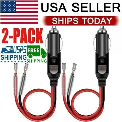 2 Pack 12V Fused LED Light Cigarette Lighter Male Plug Replacement With Leads • $6.75