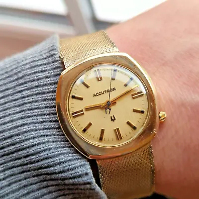 Vintage Bulova Accutron 218 10KT Gold Filled 1970 Working Kestenmade (BX125) • £199.99