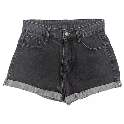 Shein Womens Black High Waist Denim Shorts Size S W27 • £6